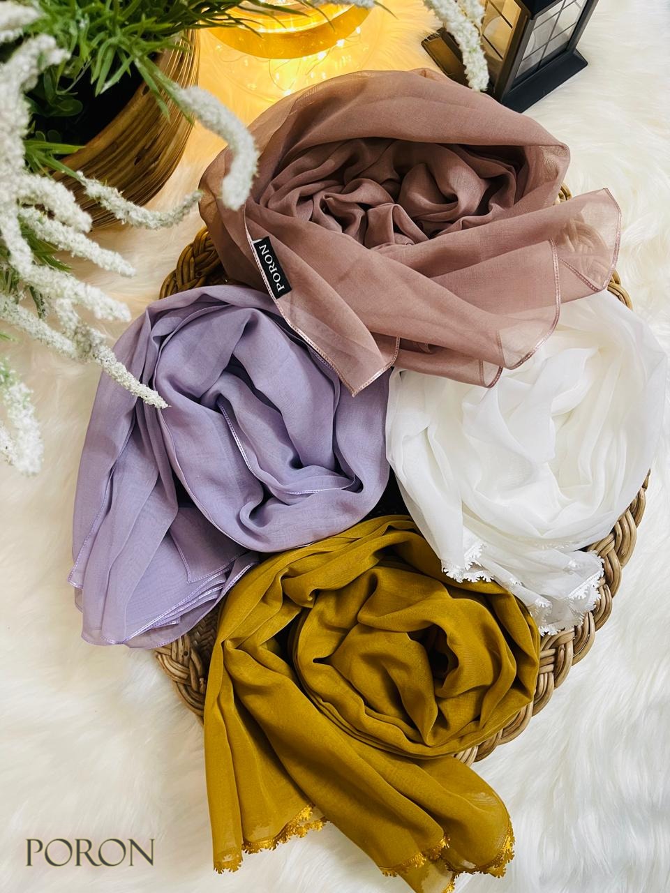 Thumbnail of Sahara Japanese Silk Cotton Hijab – Lace Stitched, Occasion-Ready