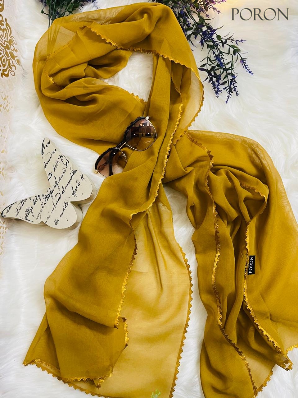 Thumbnail of Sahara Japanese Silk Cotton Hijab – Lace Stitched, Occasion-Ready