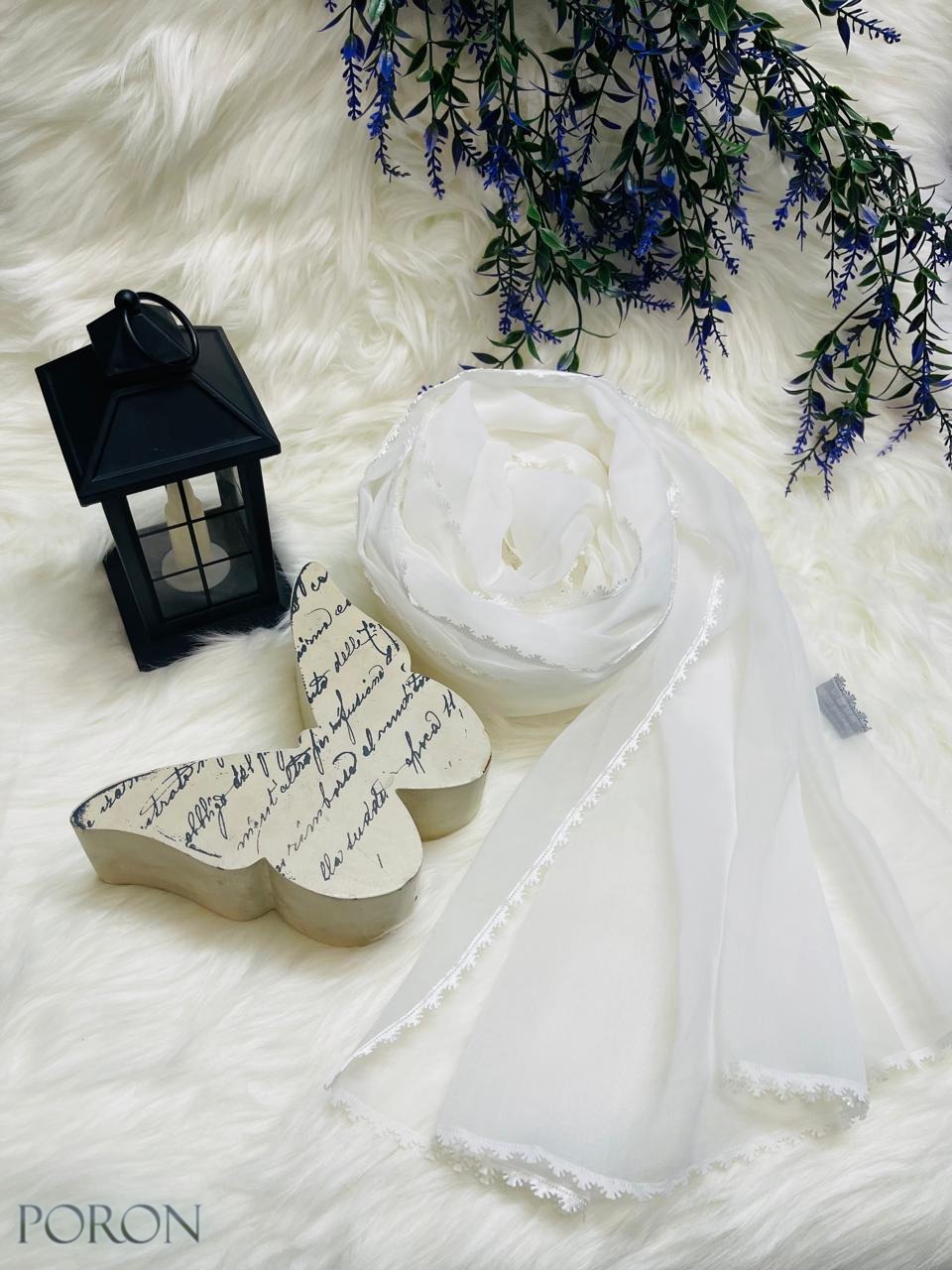 Thumbnail of Sahara Japanese Silk Cotton Hijab – Lace Stitched, Occasion-Ready