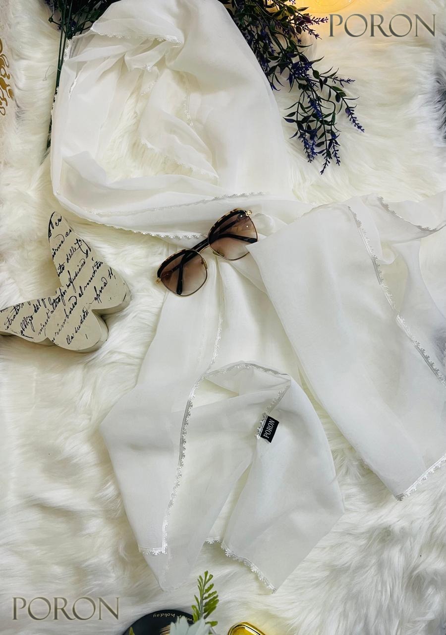 Thumbnail of Sahara Japanese Silk Cotton Hijab – Lace Stitched, Occasion-Ready