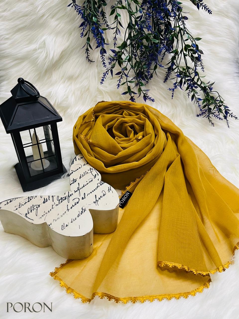 Thumbnail of Sahara Japanese Silk Cotton Hijab – Lace Stitched, Occasion-Ready